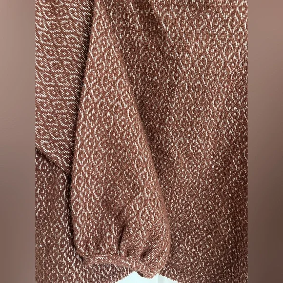 Madewell Chocolate Brown Textured Knit Square Neck Puff Sleeve Top S Cottagecore - Picture 4 of 10